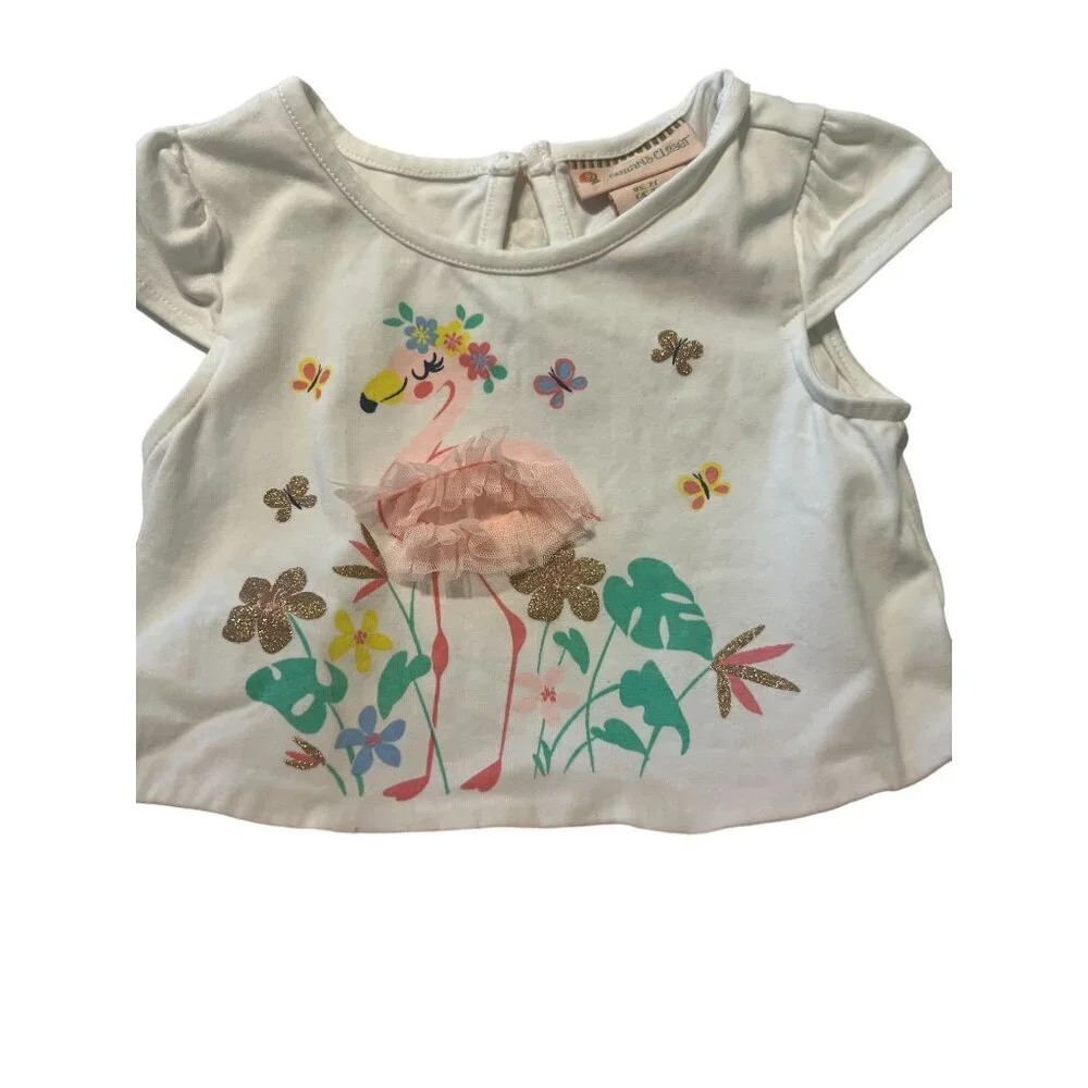 Gillian's Closet Toddler Girls Size 2 Flamingo Tutu Dress graphic front, glitter